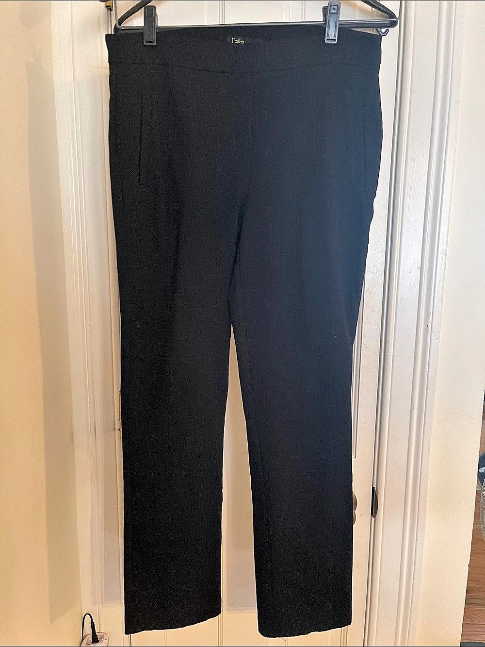 Dalia Womens Black Textured Pull On Straight Leg Dress Pants Size 10 Office Wear